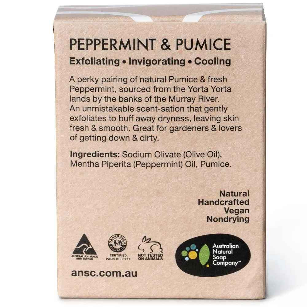 Australian Natural Soap Company Hand & Body Soap Bar - Peppermint & Pumice