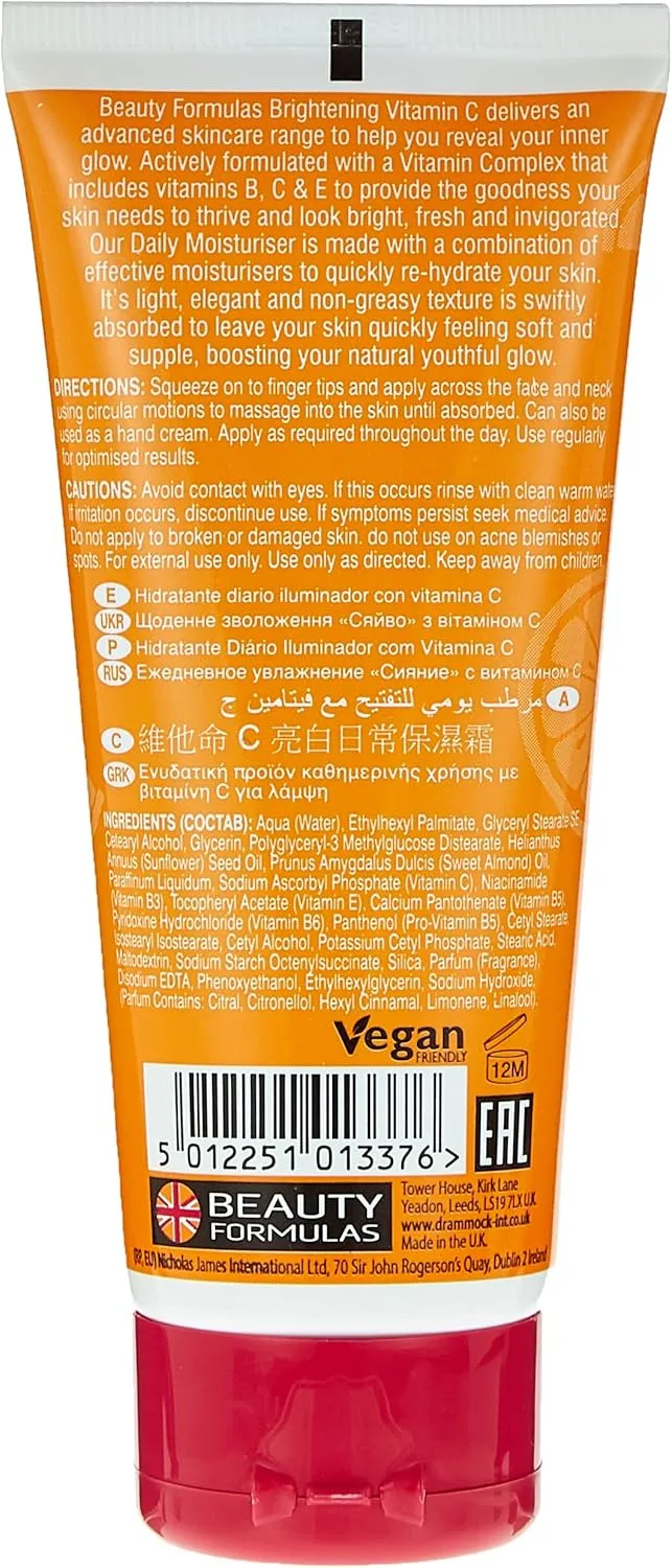 Beauty Formulas Brightening Daily Moisturiser With Vitamin C 100ml