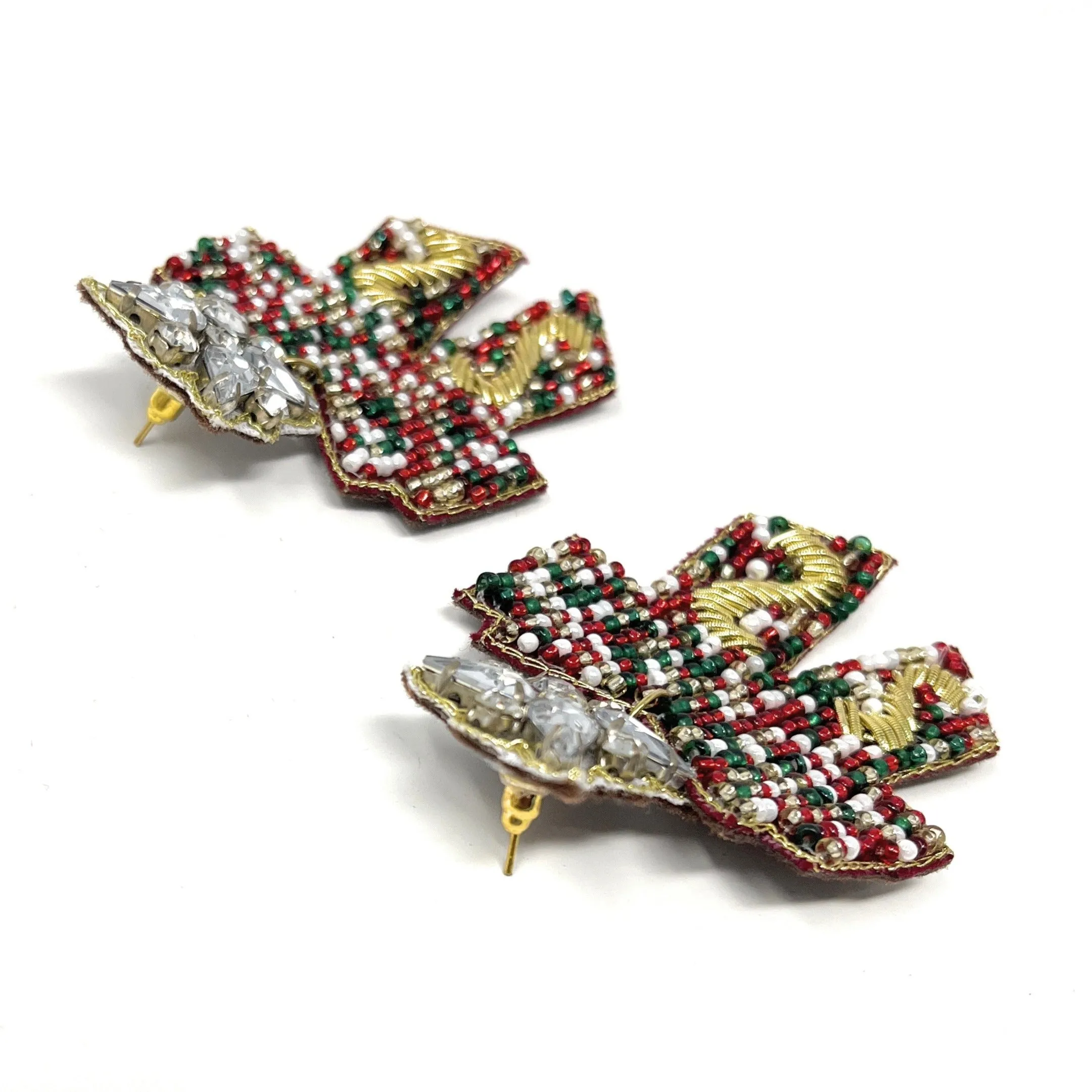 Christmas Bow Beaded Earrings