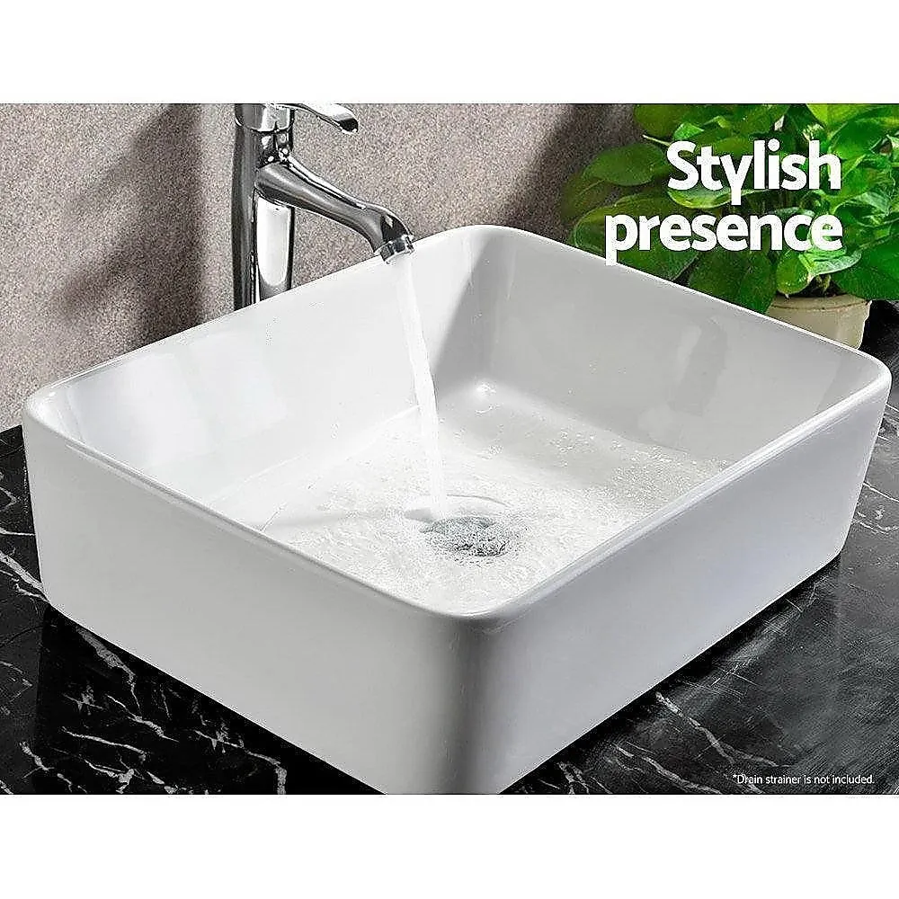 Durable Glossy Ceramic Square Vanity Sink - Above Counter