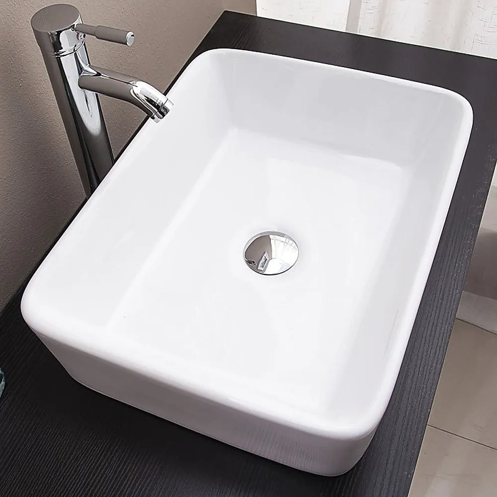 Durable Glossy Ceramic Square Vanity Sink - Above Counter