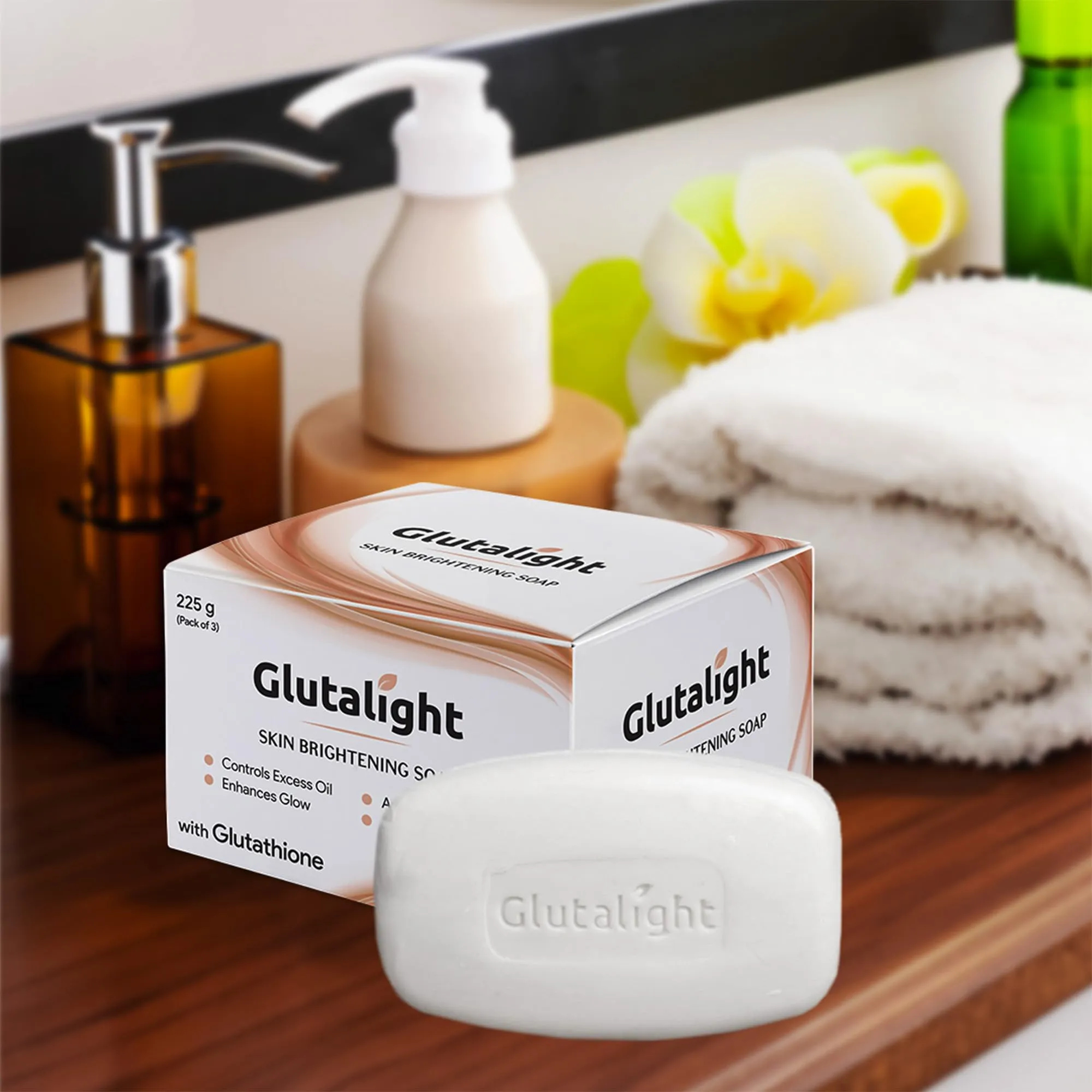 Glutalight Soap | Glutathione Soap | Body Tan Removal Soap | Detan Soap | Sabun Soap | Bath Soap Combo Offers | Shop Bath Soap | Bathing Soap | Helps Control Excess Oil | For Glowing Skin - Pack of 12