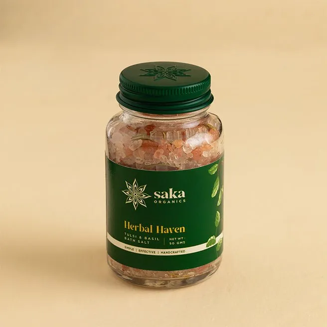 Herbal Haven | Handmade Tulsi & Basil Bath Salt (50gms)