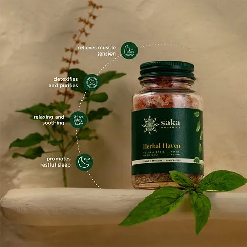 Herbal Haven | Handmade Tulsi & Basil Bath Salt (50gms)