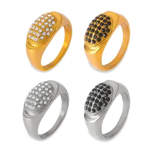 Luxurious Geometric Zircon Titanium Steel Gold-Plated Ring