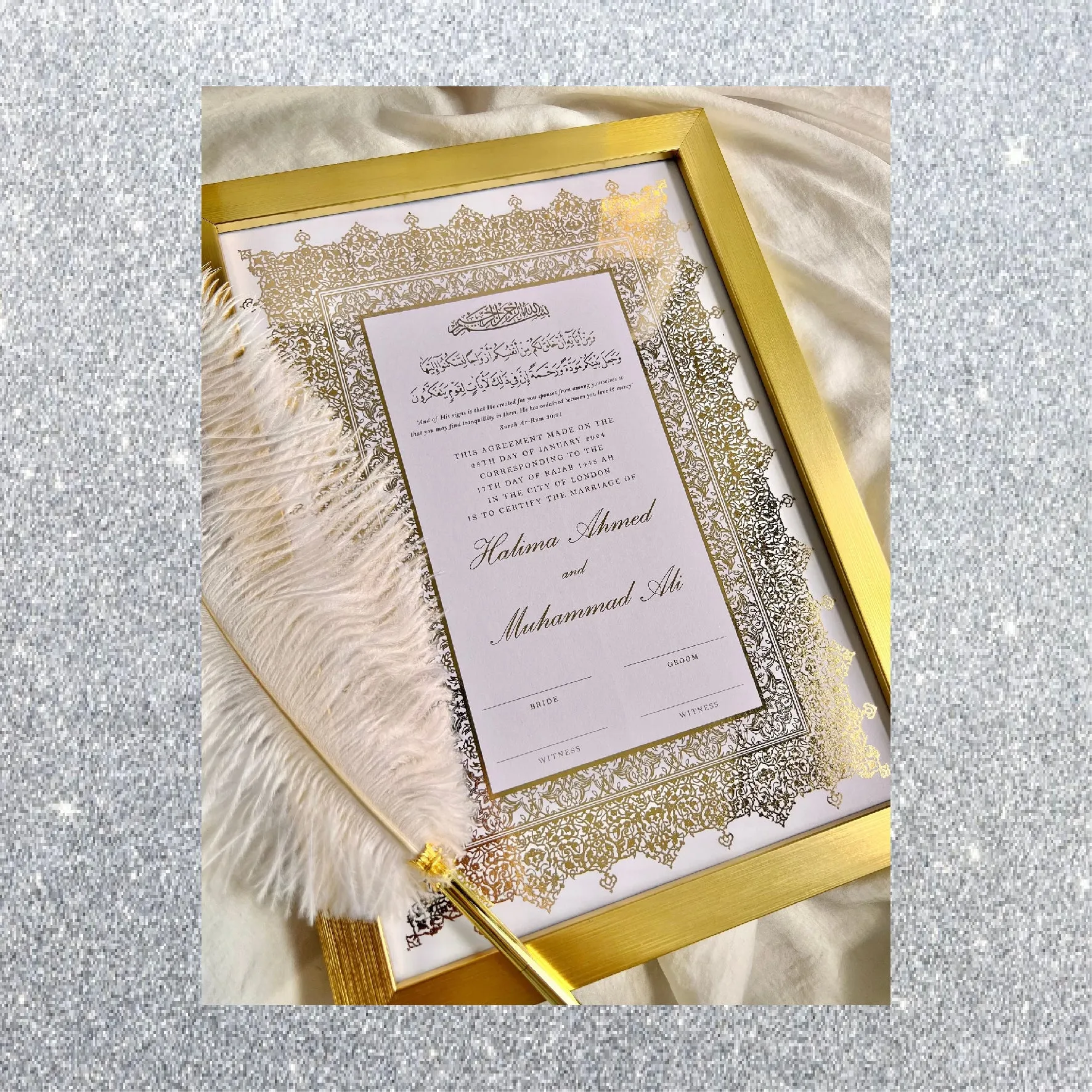 Luxurious Gold Foil Wedding Certificate