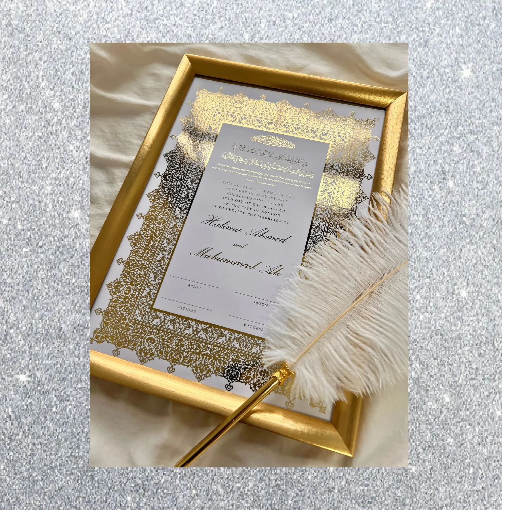 Luxurious Gold Foil Wedding Certificate