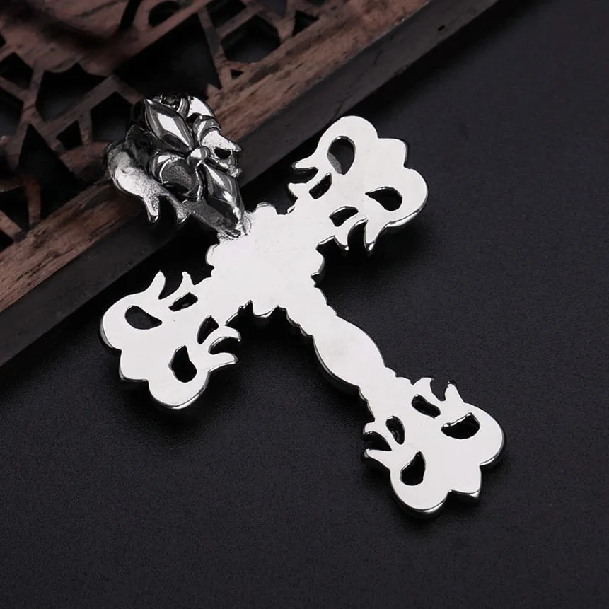 Luxurious Saint Cross Flower Titanium Steel Pendant for Men