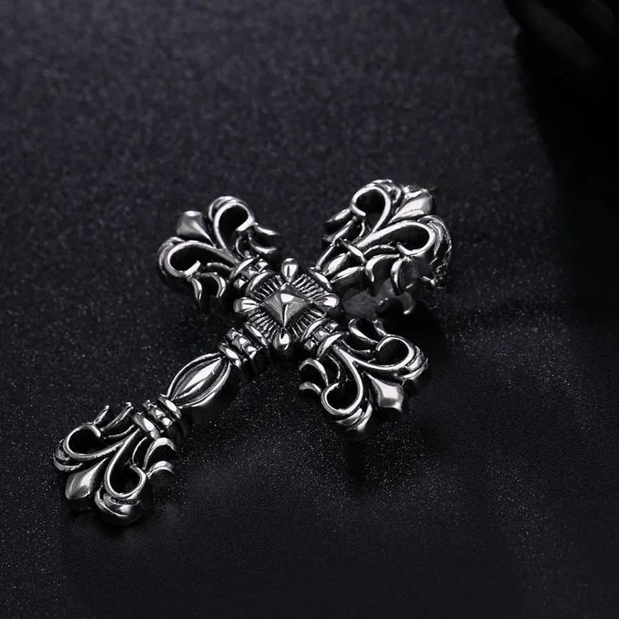 Luxurious Saint Cross Flower Titanium Steel Pendant for Men