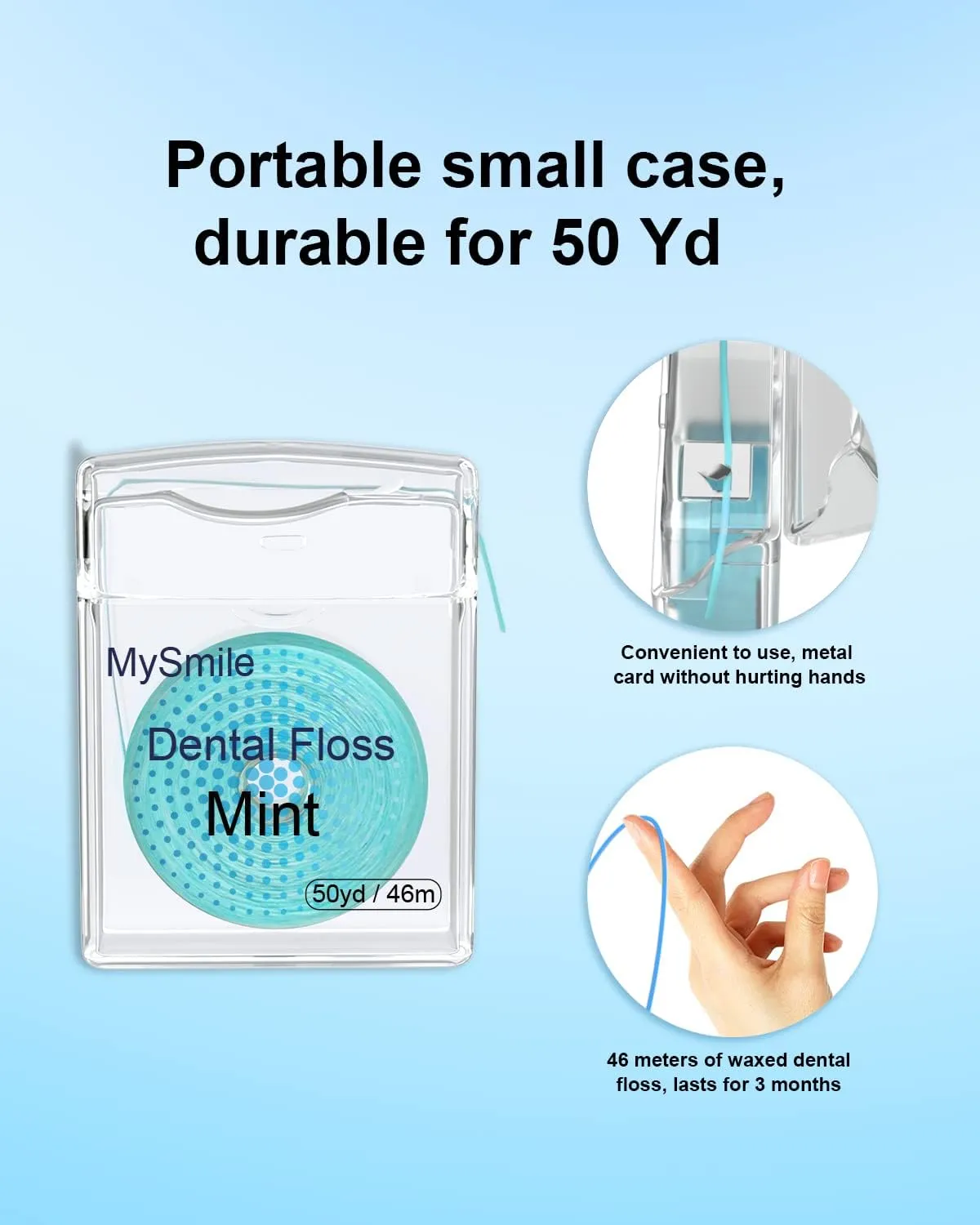 MySmile® Woven Dental Floss, Mint, Waxed, Expanding