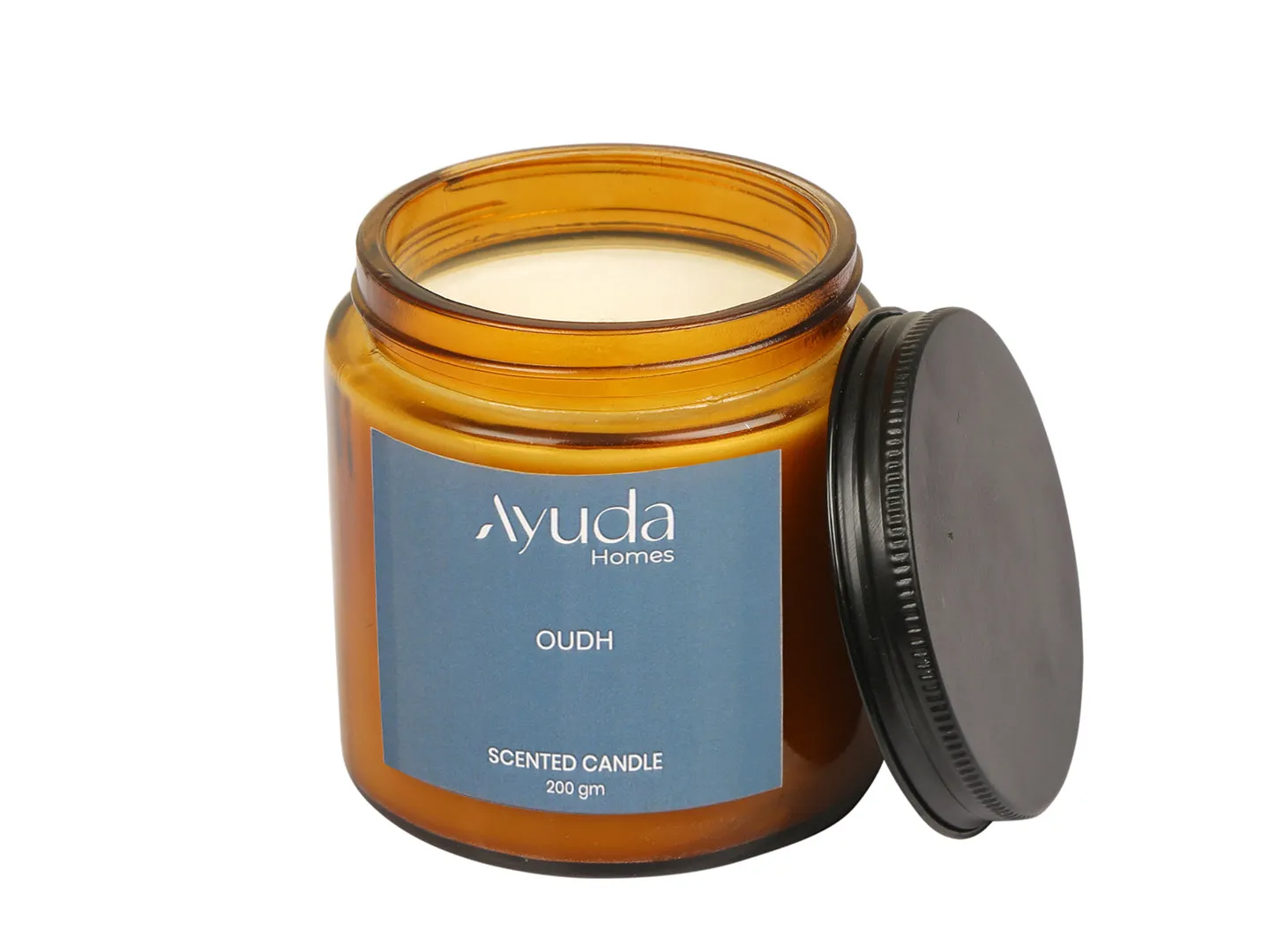 Oudh Scented Candle - Soy Wax | Amber Glass Jar