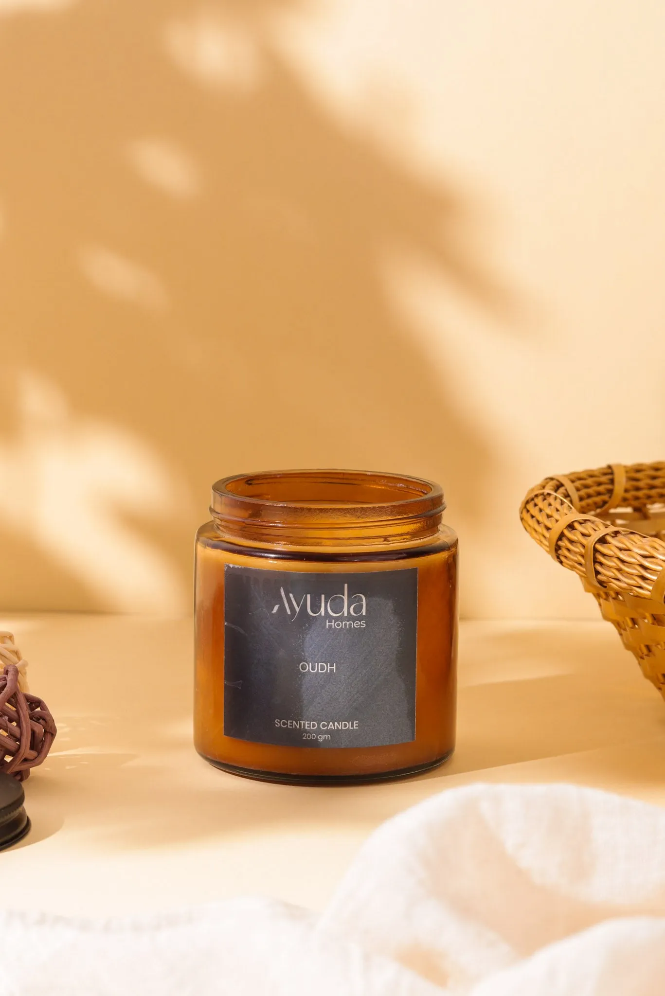 Oudh Scented Candle - Soy Wax | Amber Glass Jar