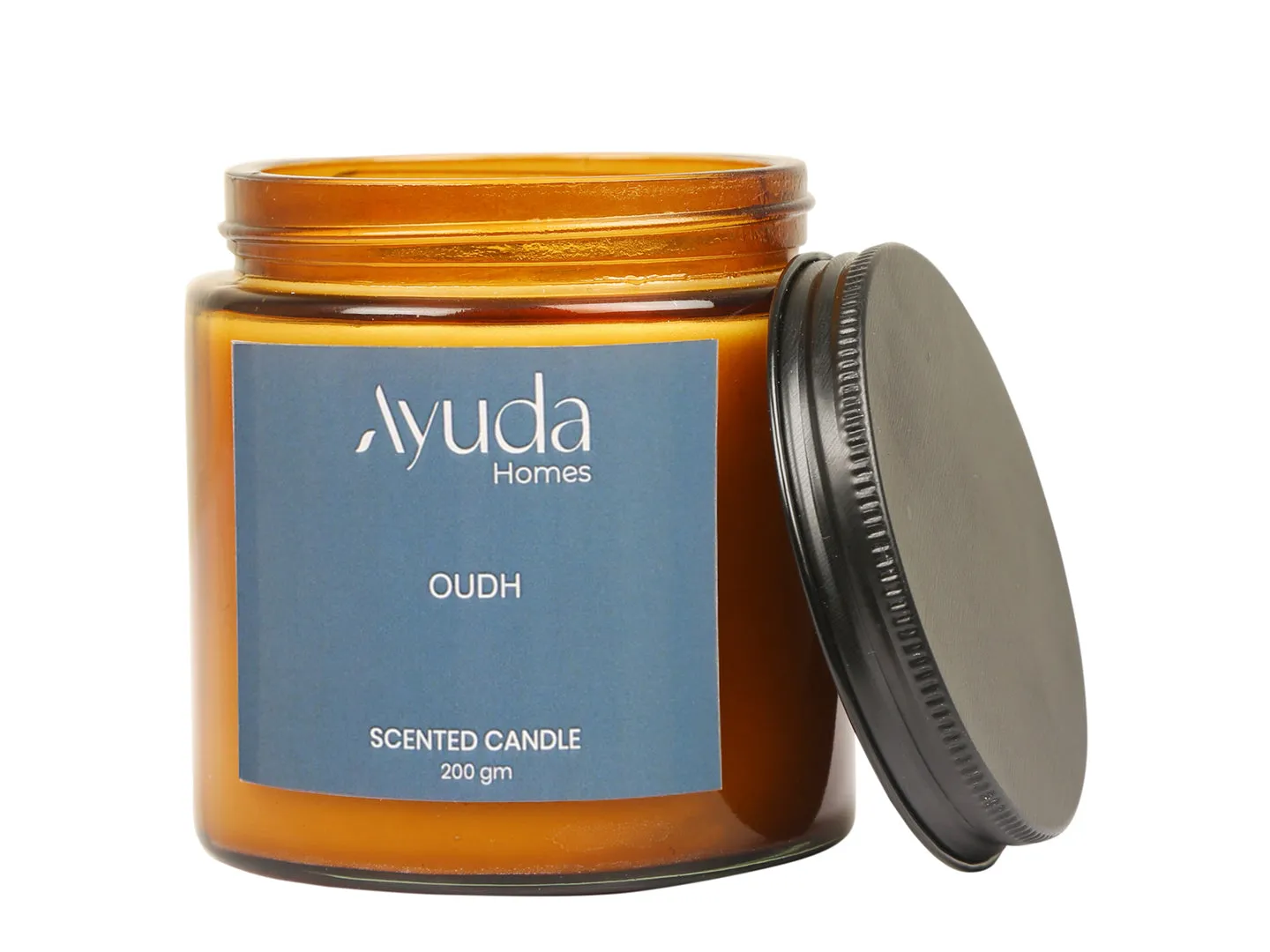 Oudh Scented Candle - Soy Wax | Amber Glass Jar