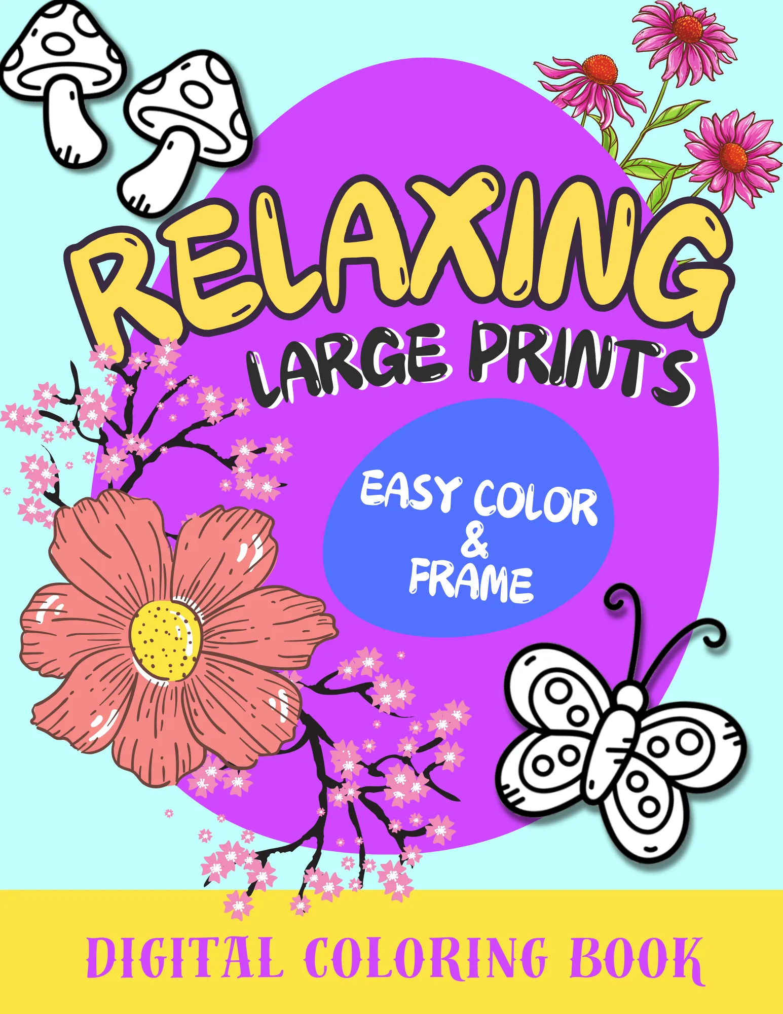 Relaxing Large Print: Easy-to-Color Printable Coloring Book for Stress Relief