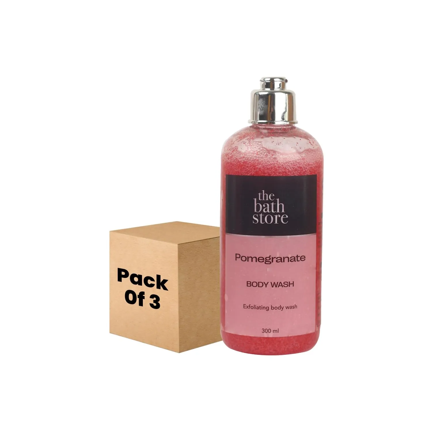 The Bath Store Pomegranate Body Wash - Deeply Cleansing | Exfoliating | Nourishing Liquid Soap | Men and Women - 300ml (Pack of 3)