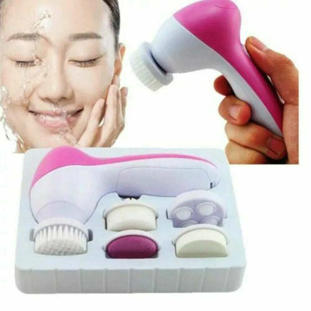 US 2-4 Pack 5-in-1 Electronic Face Facial Deep Clean Brush Exfoliate Spa Massage