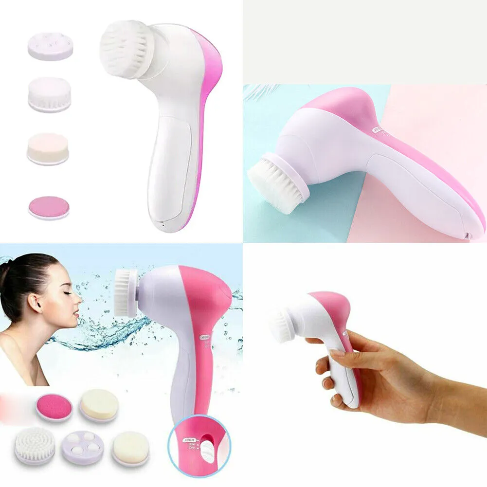 US 2-4 Pack 5-in-1 Electronic Face Facial Deep Clean Brush Exfoliate Spa Massage