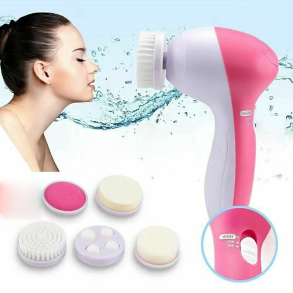 US 2-4 Pack 5-in-1 Electronic Face Facial Deep Clean Brush Exfoliate Spa Massage