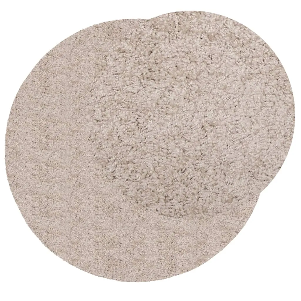 vidaXL Shaggy Rug PAMPLONA - High Pile Modern Beige Rug, 280 cm Diameter | Luxurious, Cozy & Durable