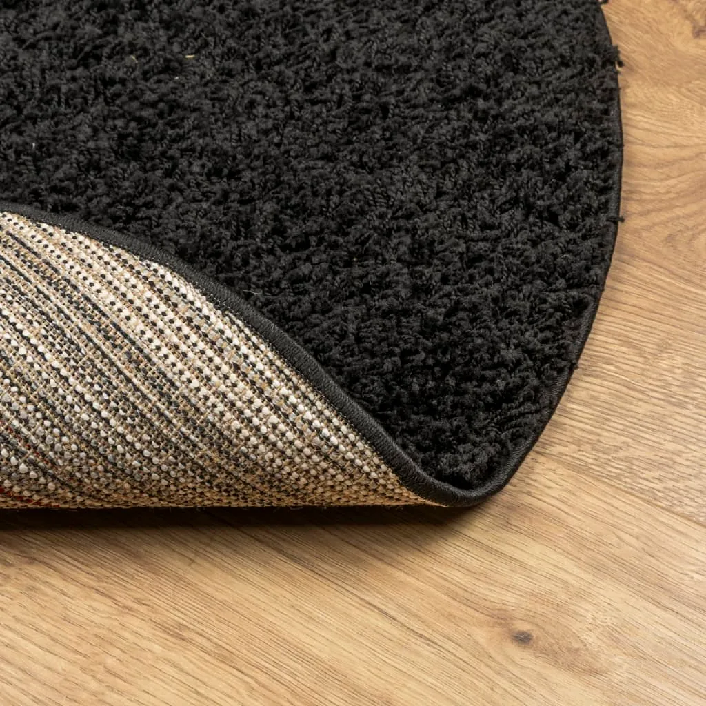 vidaXL Shaggy Rug PAMPLONA - Luxurious High Pile Modern Black Rug - 280 cm Diameter - Durable & Stylish Comfort